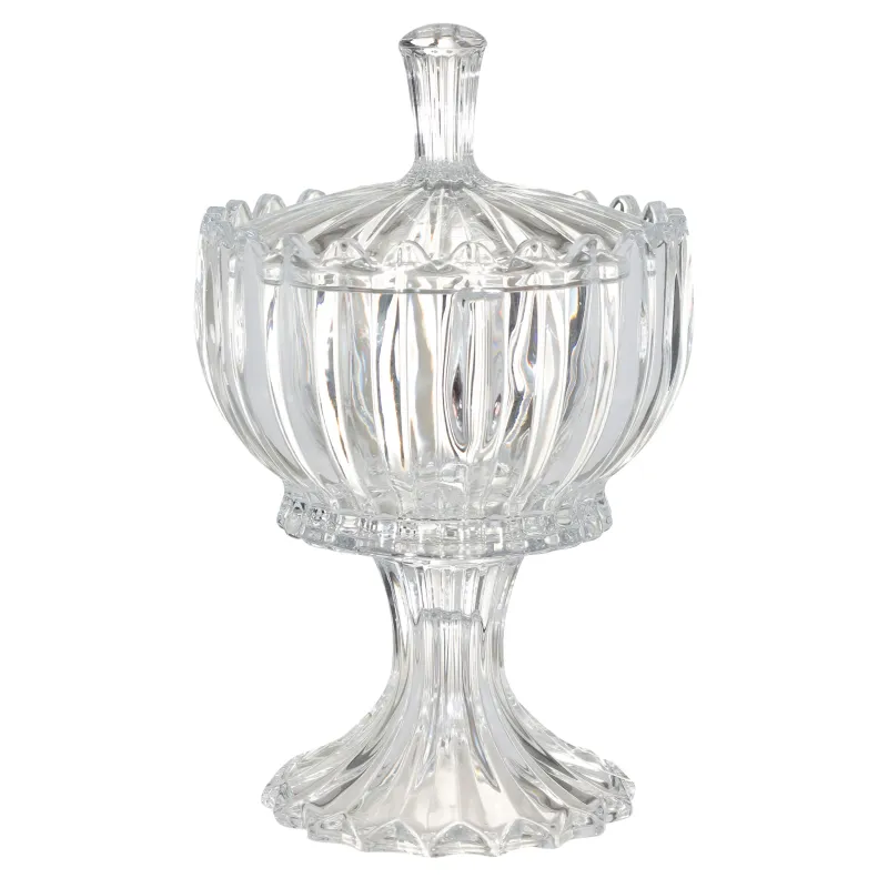 Конфетница, 24x16 см, на ножке, с крышкой, стекло Р, Alpine, image-0