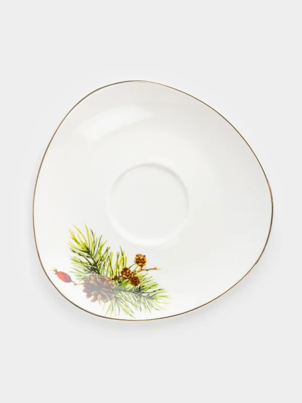 Пара чайная, 1 перс, 2 пр, 250 мл, фарфор N, белая, с золотистым кантом, Гранаты и апельсин, Christmas miracle, image-2