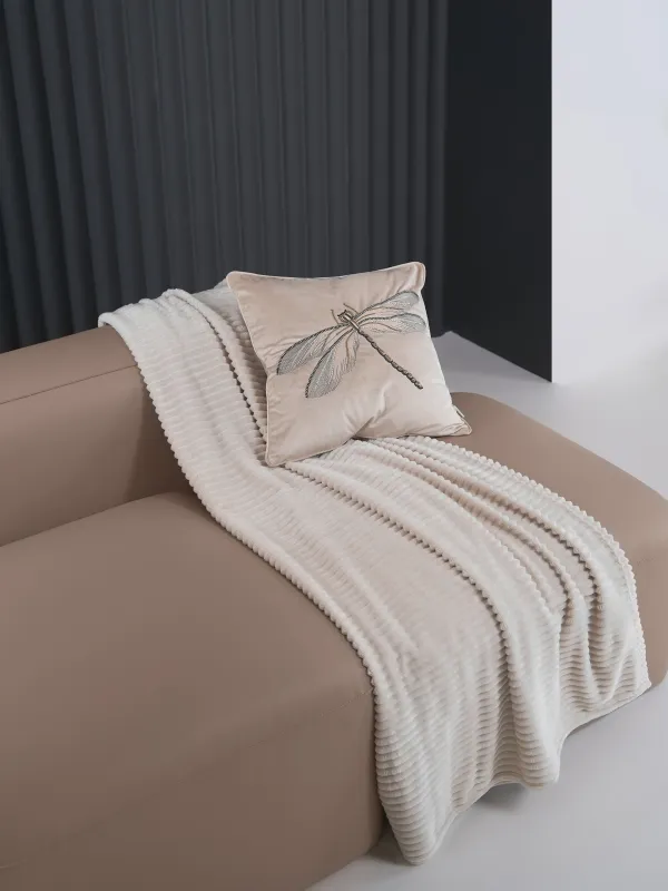 Плед, 130х170 см, фланель, песочный, Объемные полосы, Flannel, image-5