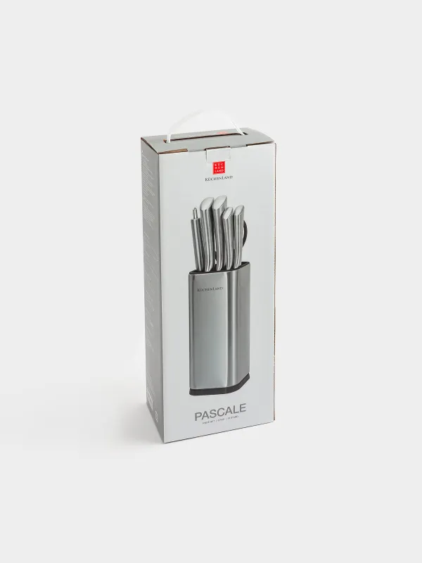 Набор ножей, 6 пр, в подставке, с овощечисткой/ножницами, сталь/пластик, Pascale, image-9