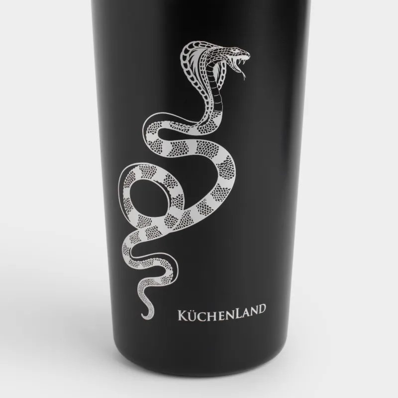 Термокружка, 450 мл, сталь/пластик, черная, Серебристая кобра, Coffee time, image-3