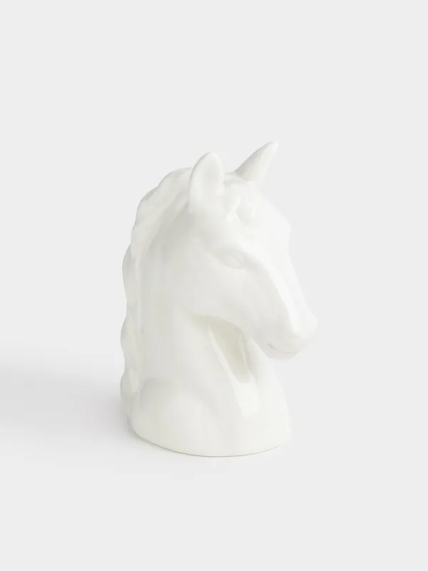 Светильник декоративный, 12 см, фарфор P, молочный, Голова лошади, Horse milky, image-0