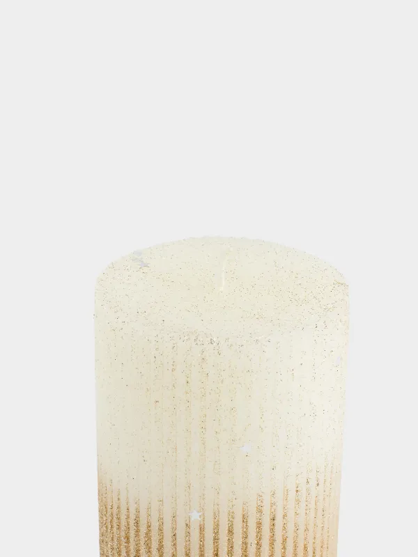 Свеча, 10 см, цилиндрическая, с блестками, Ribbed candle, image-3