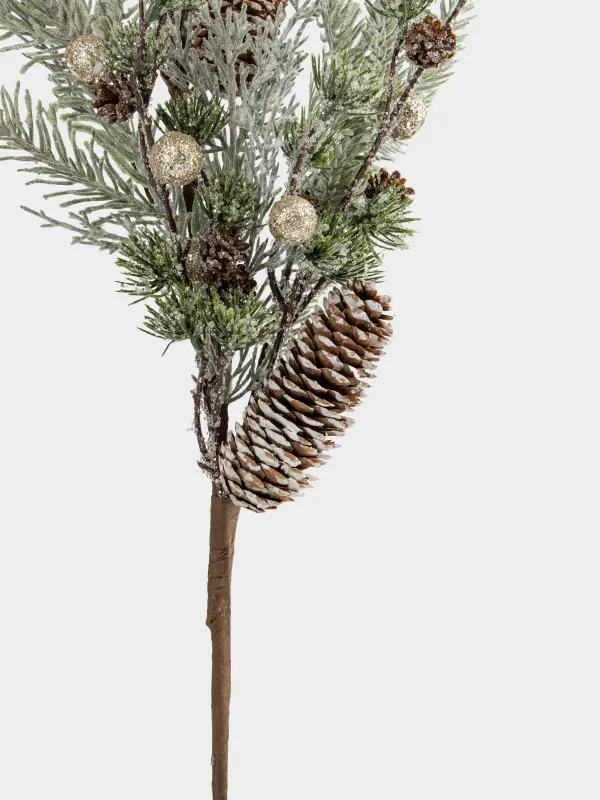 Ветка декоративная, 83 см, пластик/полиэстер, Ягоды шампань и шишки, Conifer champagne, image-2