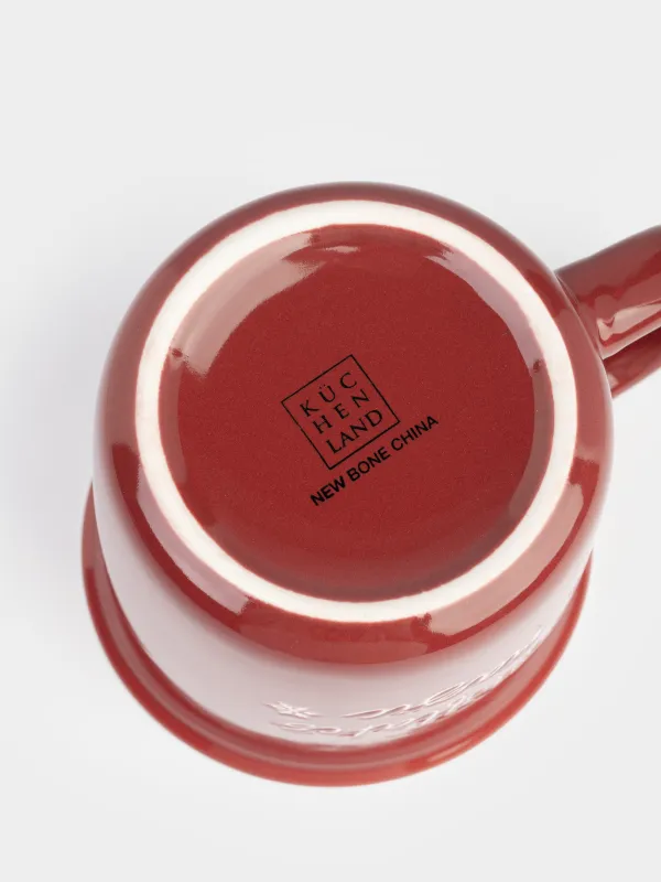 Кружка, 370 мл, фарфор N, бордовая, Snowflakes magic, Mug title, image-3