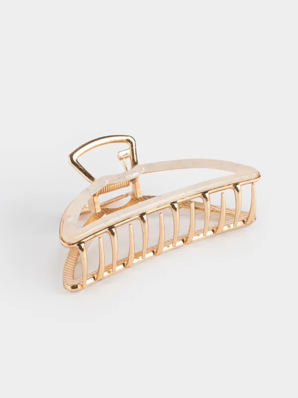 Заколка для волос, 10 см, акрил/металл, золотистая, Крабик, Glam, image-1