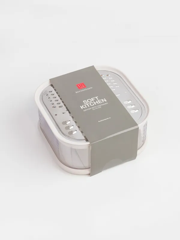 Терка, 14х14 см, с контейнером, сталь/пластик, молочная, Soft kitchen, image-6