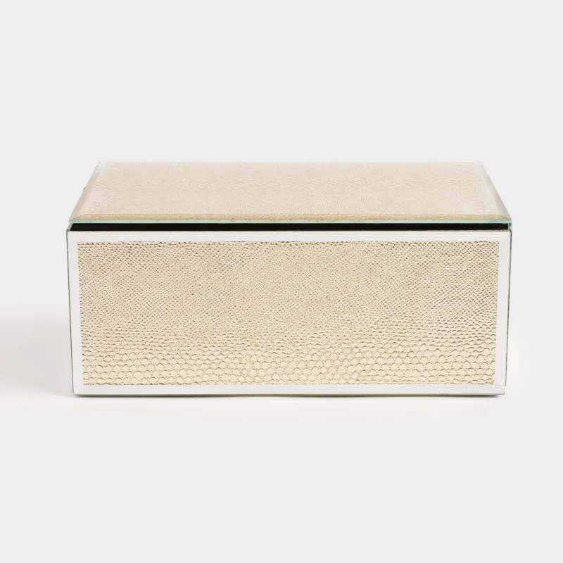 Шкатулка для украшений, 21х13 см, стекло, золотистая, Змеиный принт, Snake print, image-1