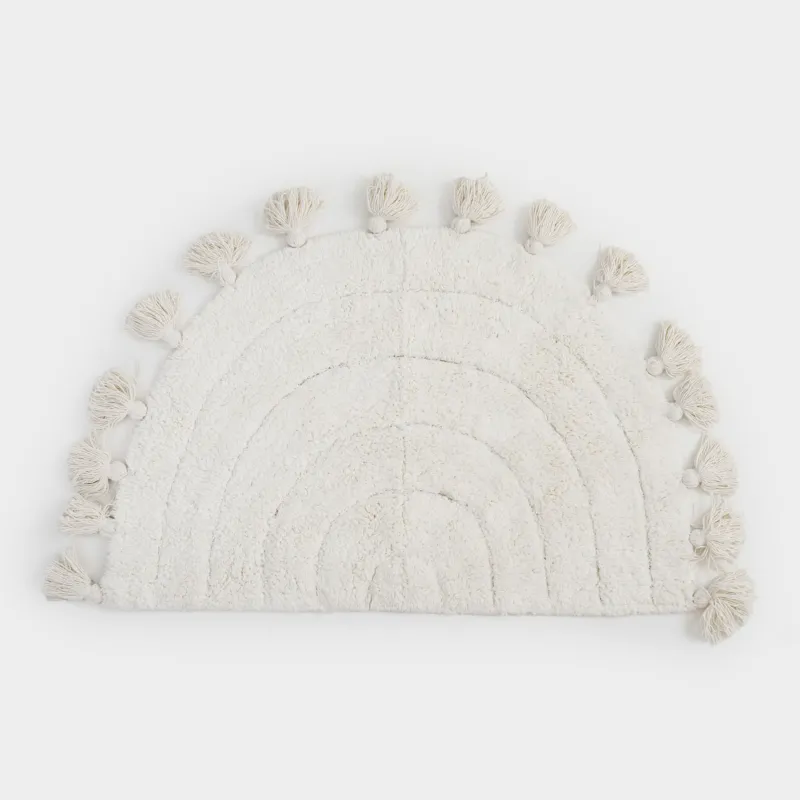 Коврик, 50x80 см, с кисточками, хлопок, молочный, Арка, Arch