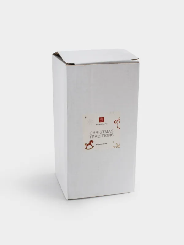 Статуэтка музыкальная, 17 см, заводная, керамика, Мишка и лошадка у ели, Christmas traditions, image-4