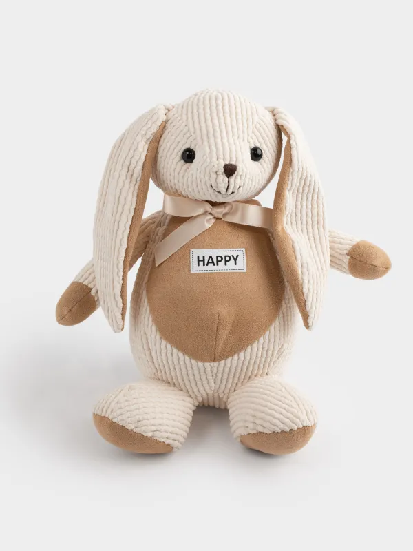 Игрушка, 21 см, мягкая, полиэстер, бежевая, Зайка с бантиком, Rabbit, image-0