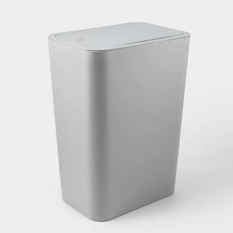 Ведро для мусора, 12 л, с кнопкой для открывания крышки, пластик, серое, Push new