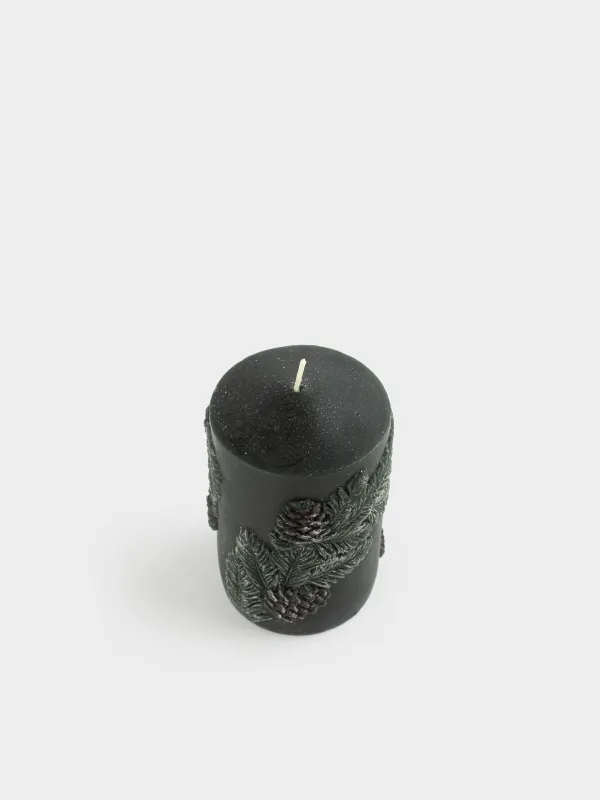 Свеча, 7х10 см, цилиндрическая, Шишки на ветке, Winter delice, image-1