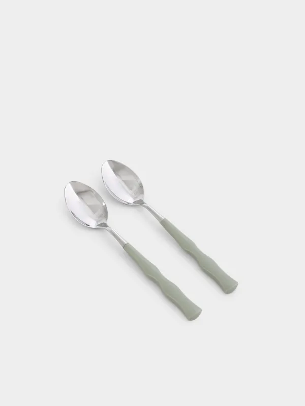 Ложка столовая, 2 шт, сталь/пластик, зеленая, Изгибы, Bangkok, image-1