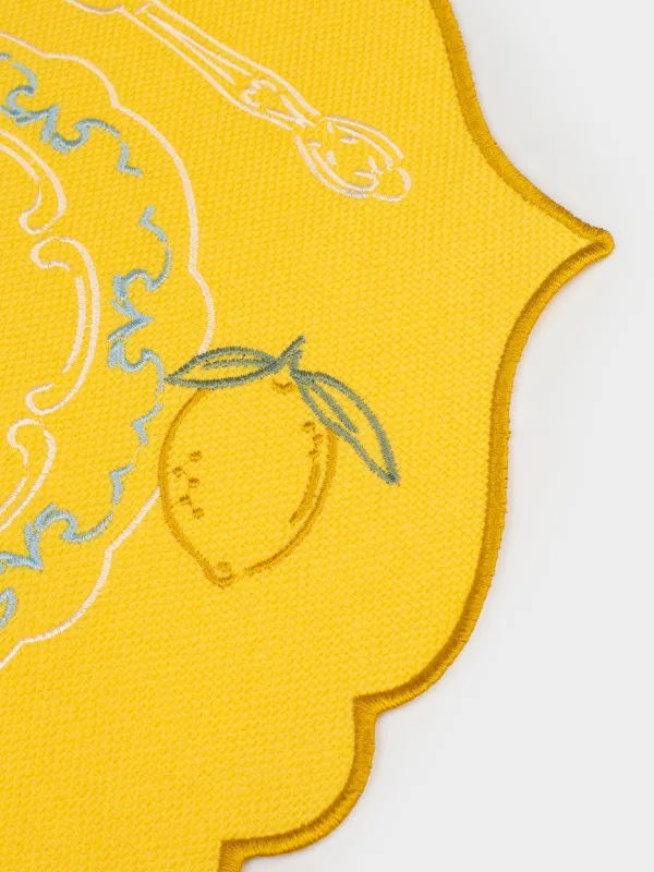 Салфетка под приборы, 38х38 см, полиэстер, фигурная, желтая, Сервировка, Enclose, image-3