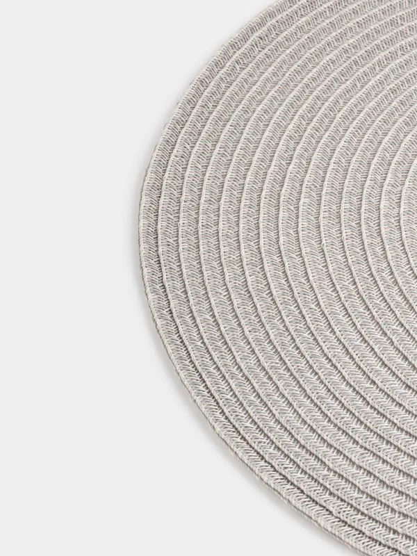 Салфетка под приборы, 38 см, полипропилен/ПЭТ, круглая, светло-серая, Basic, image-3