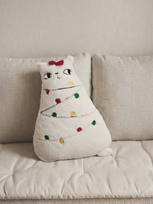 Подушка декоративная, 32х51 см, Кот с гирляндой, Christmas cat, image-2