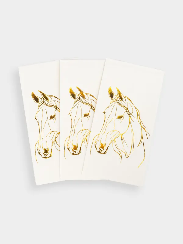 Салфетки бумажные, 33х33 см, 20 шт, прямоугольные, белые, Золотистая лошадь, Horse gold, image-2