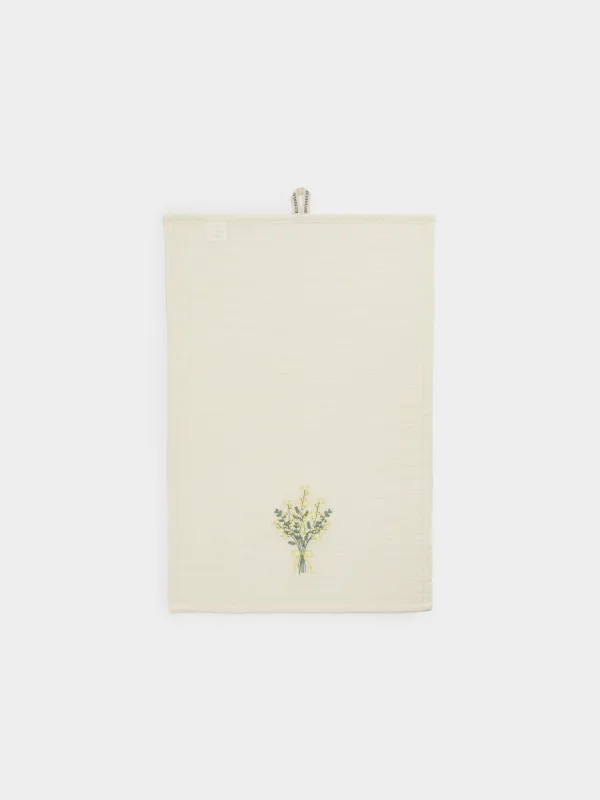 Полотенце кухонное, 40х60 см, хлопок, бежевое, Мимоза, Waffle flower, image-0