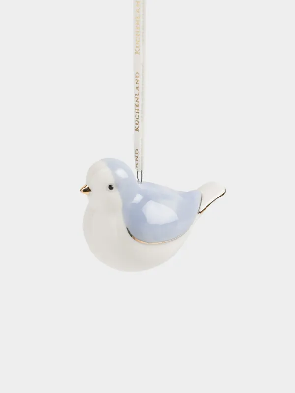 Подвеска декоративная, 8 см, фарфор P, молочно-синяя, Птичка, Tradition Easter, image-1