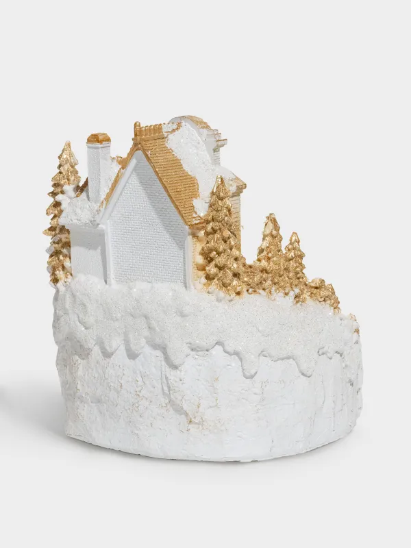 Статуэтка с подсветкой, 18х20 см, анимированная, полирезин, шампань, Поезд, Christmas style, image-4