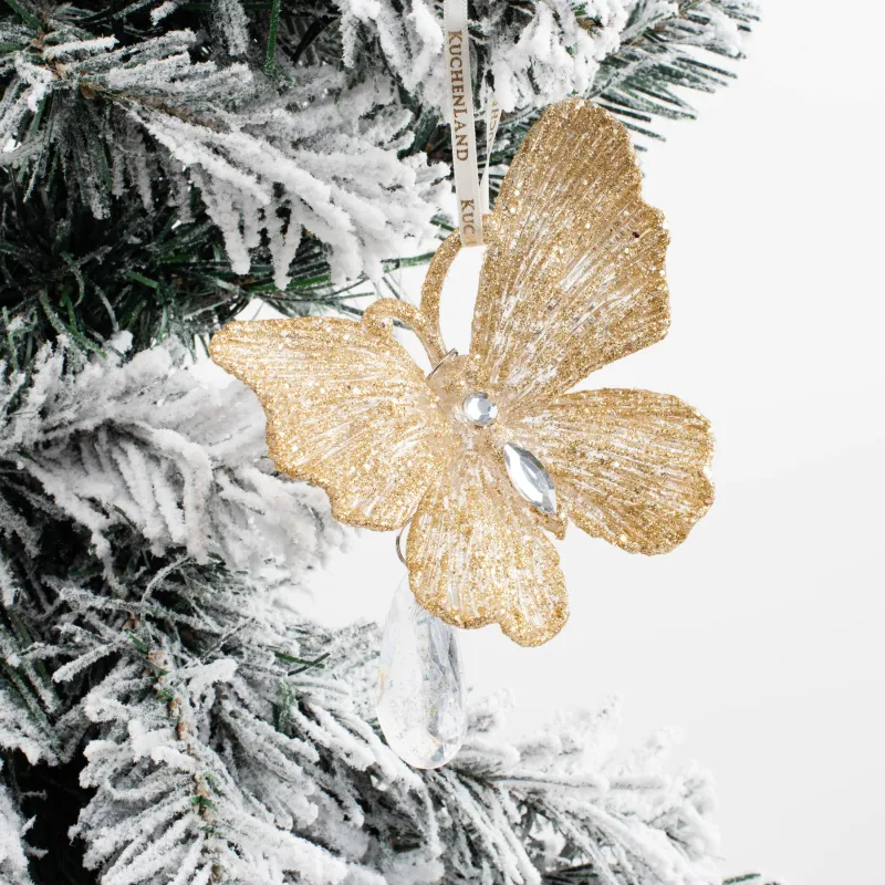 Игрушка елочная, 11 см, пластик, шампань, Бабочка, Butterfly NY, image-3