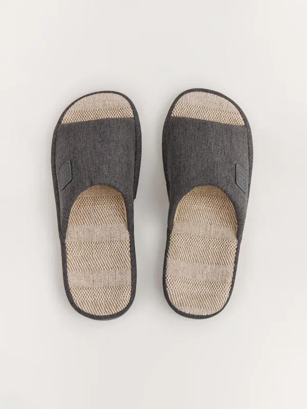Тапочки мужские, домашние, джут/хлопок/полиэстер, темно-серые, Serious, image-1