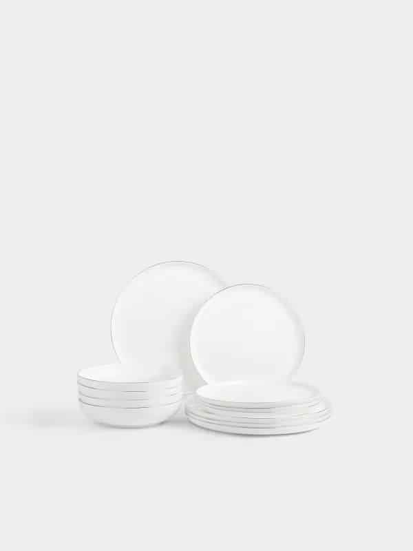 Сервиз обеденный, с серебристым кантом, белый, Ideal silver, image-0