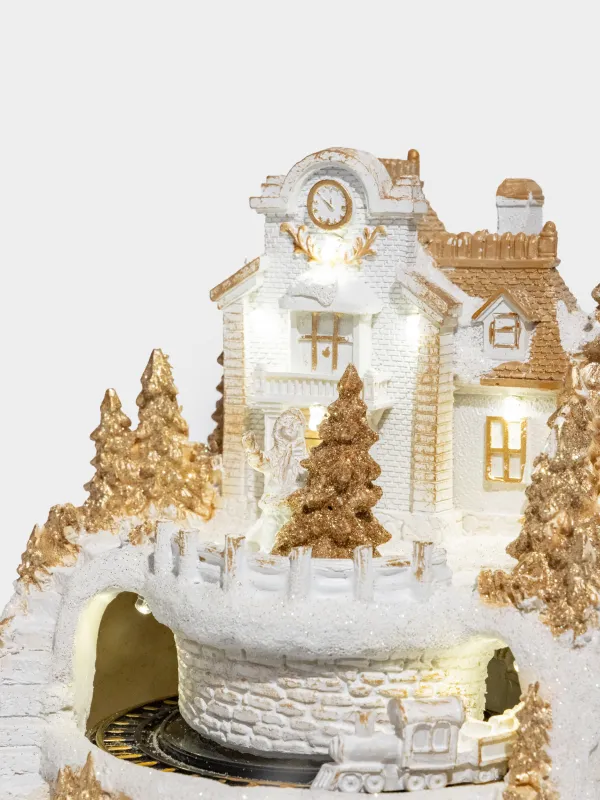 Статуэтка с подсветкой, 18х20 см, анимированная, Поезд, Christmas style, image-4