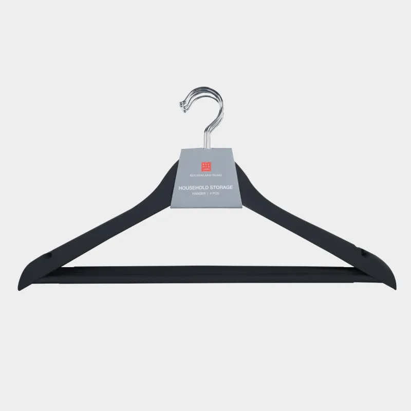 Вешалка-плечики, 44 см, 4 шт, пластик с покрытием, черная, Fun house, image-2