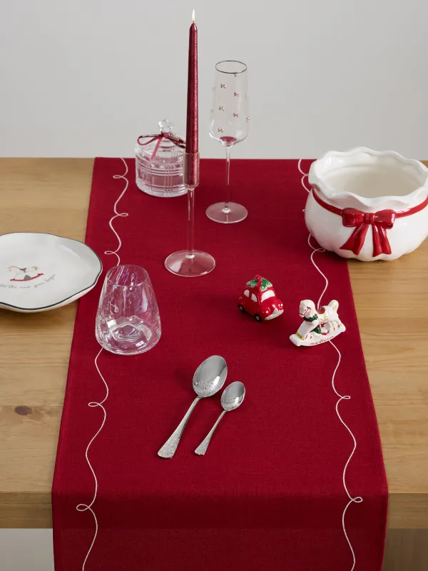 Дорожка настольная, 40х160 см, полиэстер, красная, Банты, Bow color, image-2