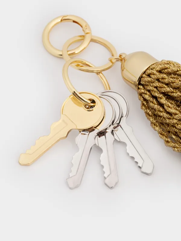 Брелок, 13 см, металл/полиэстер, золотистый, Кисточка, Keychain, image-1