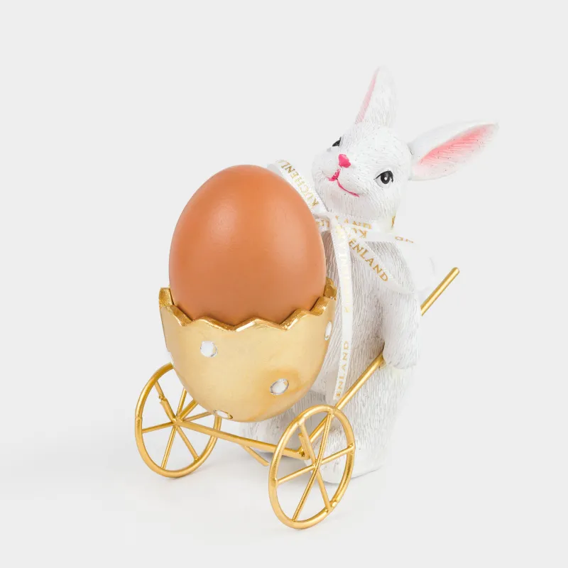 Подставка для яйца, 12 см, полирезин/металл, бело-золотистая, Кролик, Rustic Easter, image-5