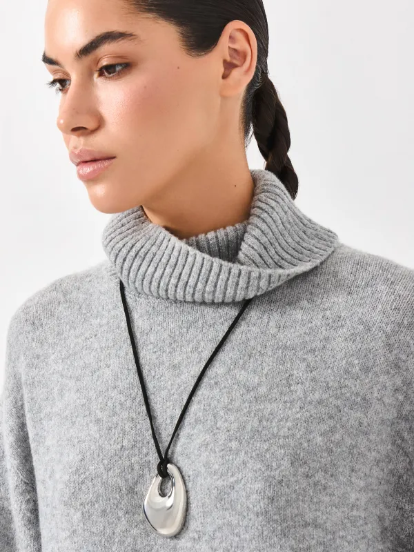 Цепочка-шнурок, 1,6 м, с подвеской, металл/нейлон, серебристая, Jewelry, image-3