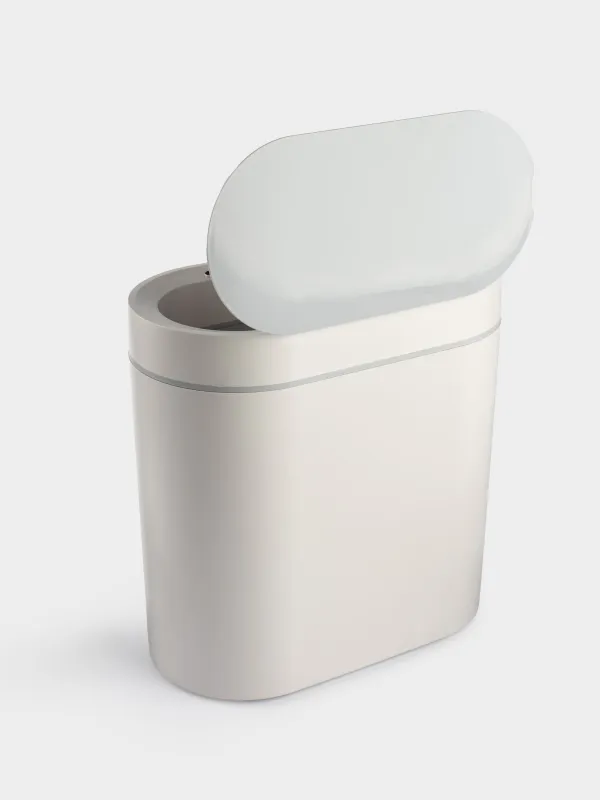 Ведро для мусора, 5 л, сенсорное, пластик, овальное/узкое, бело-серое, Sensor bin, image-3