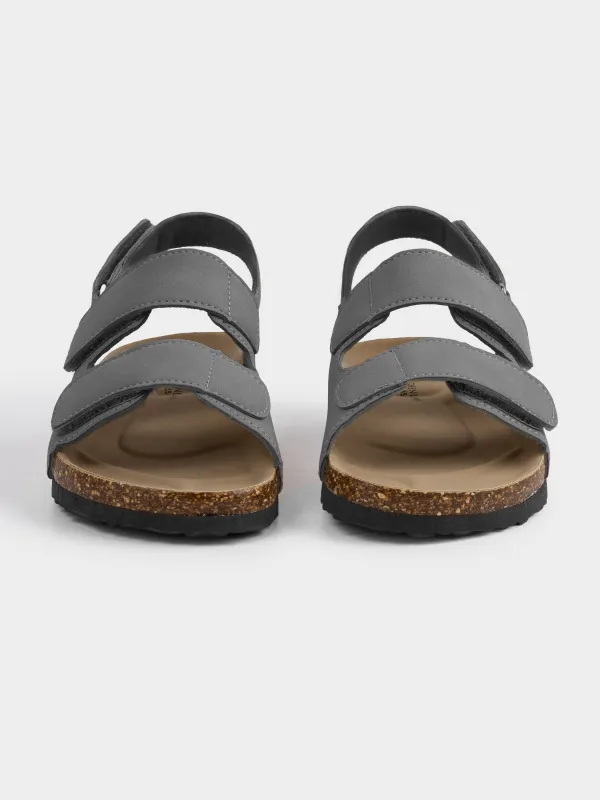 Сандалии детские, для мальчиков, на липучке, искусственная замша, серые, Suede kids, image-1