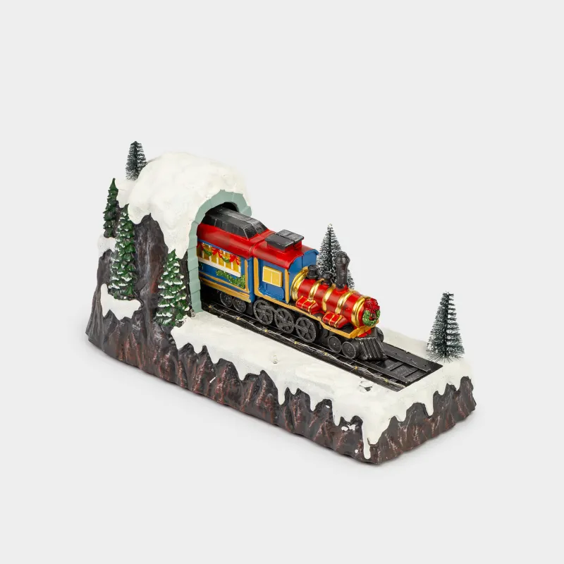 Статуэтка с подсветкой, 39х17 см, анимированная, полирезин, Поезд, Christmas style