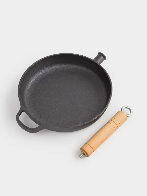 Сковорода, 24 см, чугун/дерево, черная, Authentic, image-6