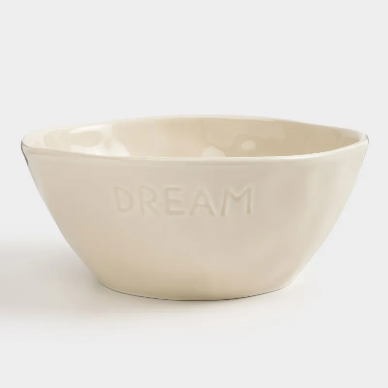 Салатник, 17х7 см, 900 мл, фарфор P, молочная, Dream, Crumple words, image-0