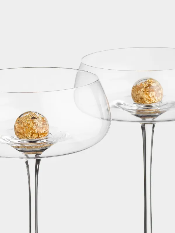 Бокал-креманка для шампанского, 250 мл, 2 шт, кристальное стекло, Янтарный шар, Sorento globular, image-4