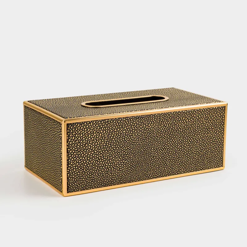 Бокс для бумажных салфеток, 25х14 см, пластик/искусственная кожа, черно-золотистый, Leather trend, image-3