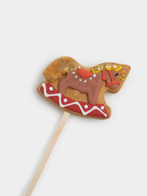 Пряник, 40 гр, глазированный, медовый, на палочке, коричневый, Лошадка, Prani, image-1