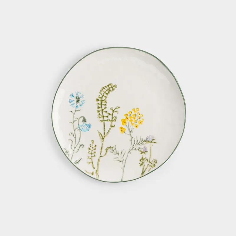 Тарелка обеденная, 27 см, Луговые цветы на кракелюре, Floral meadow