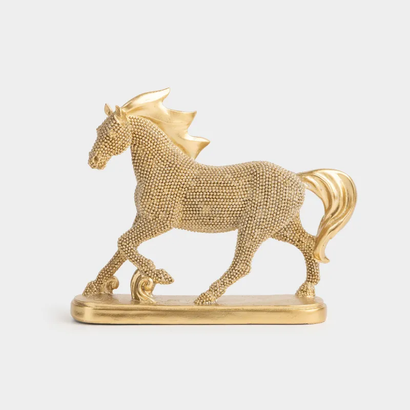 Статуэтка, 19x17 см, полирезин, золотистая, Лошадь, Horse gold