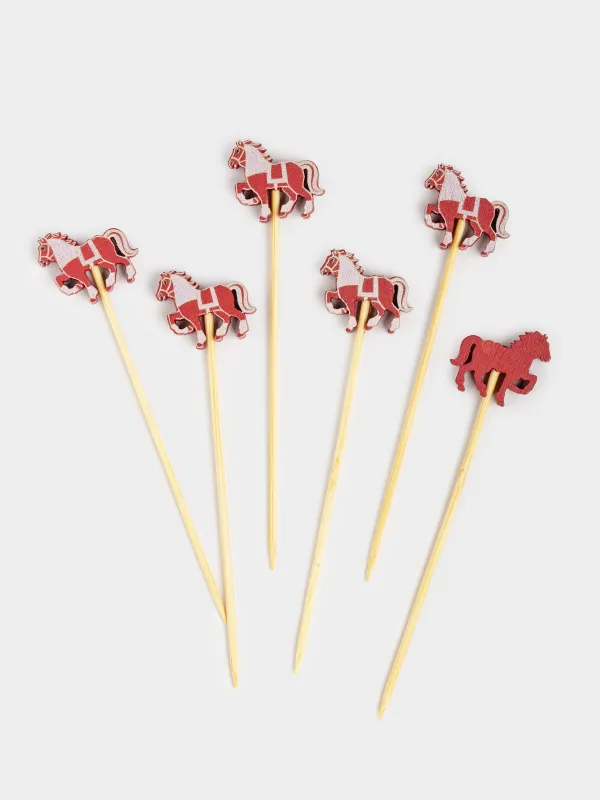 Шпажка для канапе, 9 см, 20 шт, бамбук, красная, Конь, Elegant details, image-1