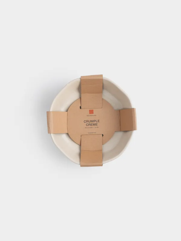 Салатник, 16х5 см, 550 мл, керамика K, молочный, Мятый эффект, Crumple creme, image-4