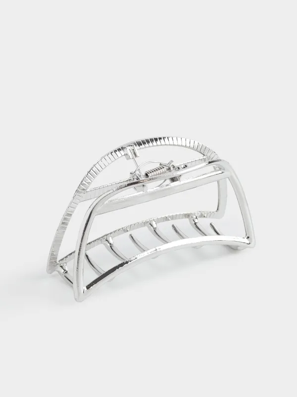 Заколка для волос, 7 см, металл, серебристая, Крабик, Fantastic, image-1