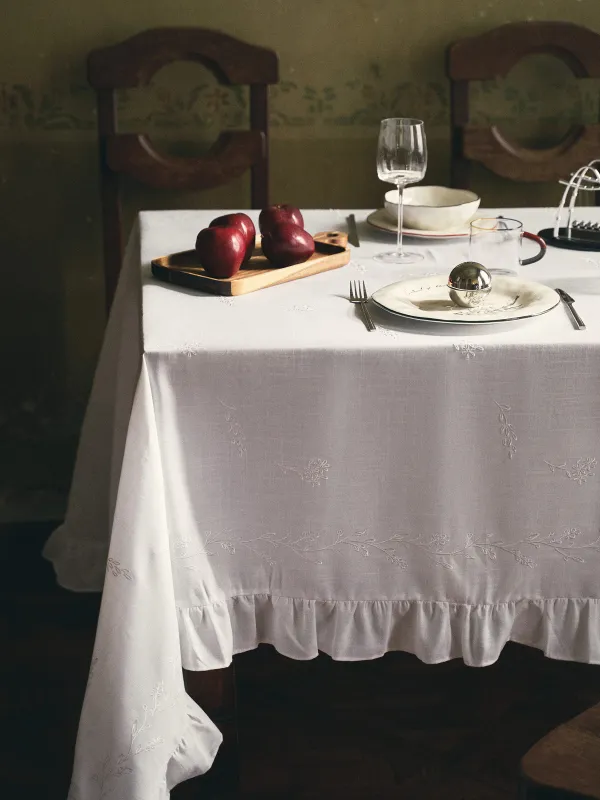 Скатерть, 160х160 см, с рюшами, Цветочные ветви, Wavy branches, image-6