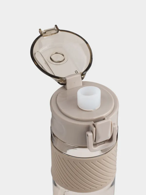 Бутылка для воды, 600 мл, пластик/силикон, бежевая, Sport, image-4