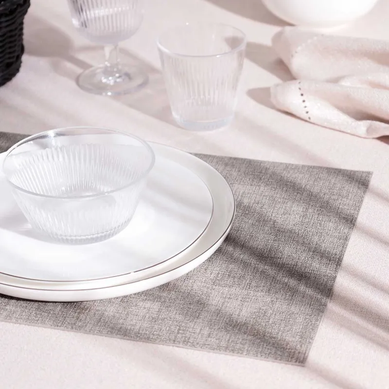 Салфетка под приборы, 30х43 см, полиуретан, прямоугольная, серо-бежевая, Rock, image-2